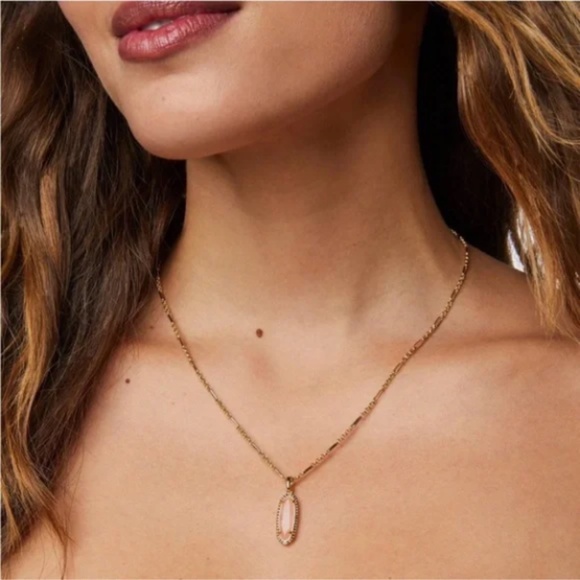 Kendra Scott Elisa Pendant Necklace, Eleanor Earring Set Rose Quartz NWT - Picture 8 of 11